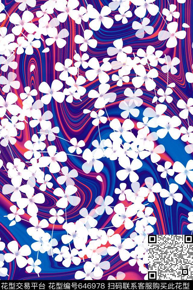 桃花小碎花花朵数码印花华亿平台下载（图片编号: 646978） - 瓦栏（Walan）