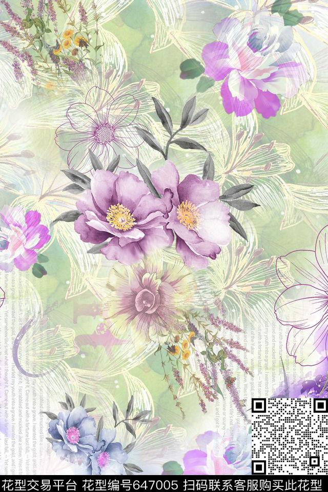 薰衣草小碎花女装数码印花华亿平台下载（图片编号: 647005） - 瓦栏（Walan）
