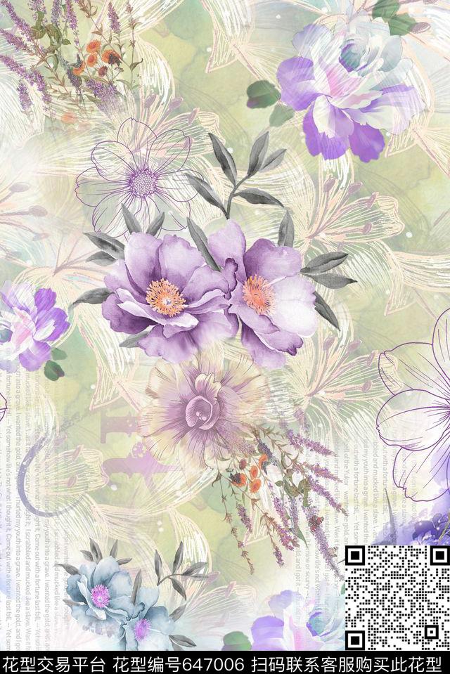 薰衣草小碎花女装数码印花华亿平台下载（图片编号: 647006） - 瓦栏（Walan）
