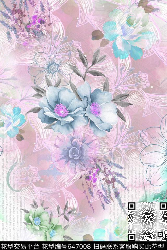 薰衣草小碎花女装数码印花华亿平台下载（图片编号: 647008） - 瓦栏（Walan）