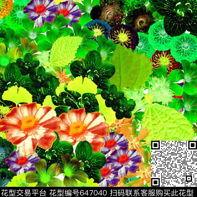 时尚花卉大花男女服装数码印花华亿平台下载（图片编号: 647040） - 瓦栏（Walan）