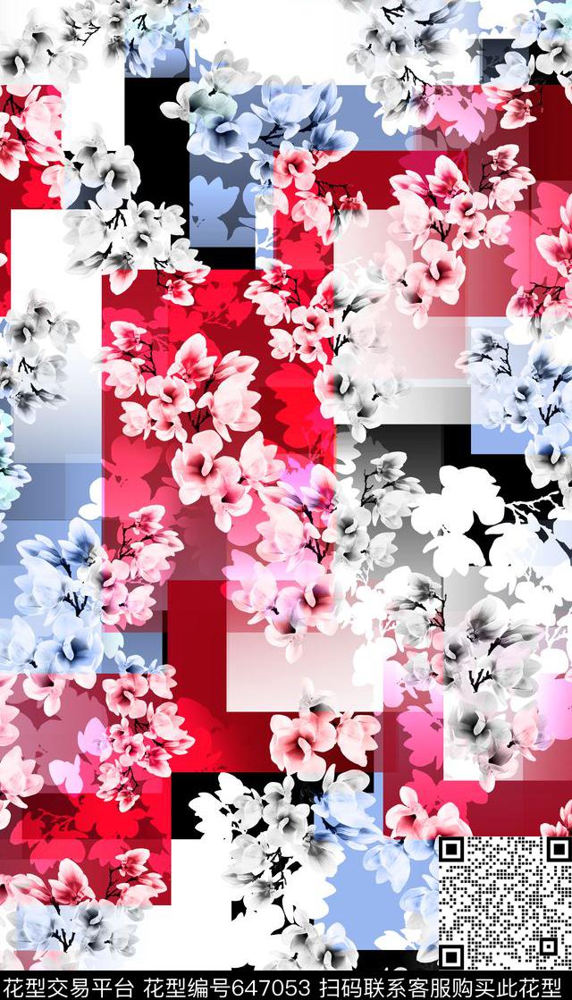 花卉、几何、拼接、渐变色数码印花华亿平台下载（图片编号: 647053） - 瓦栏（Walan）
