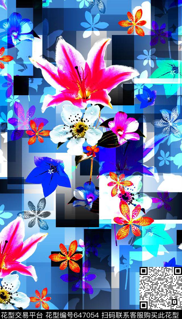 几何、花卉、拼接、渐变数码印花华亿平台下载（图片编号: 647054） - 瓦栏（Walan）