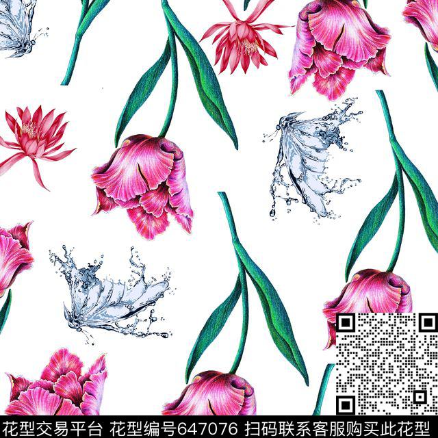 大花花朵花卉数码印花华亿平台下载（图片编号: 647076） - 瓦栏（Walan）
