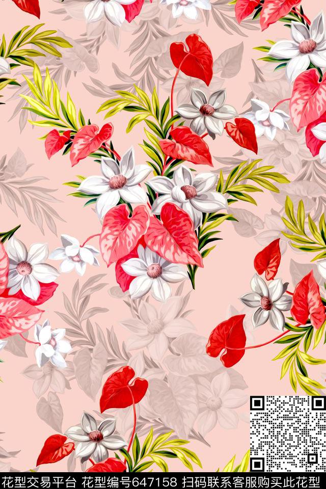 水彩花卉女装数码印花华亿平台下载（图片编号: 647158） - 瓦栏（Walan）