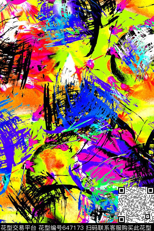 时尚大气彩色地貌热带风情数码印花华亿平台下载（图片编号: 647173） - 瓦栏（Walan）
