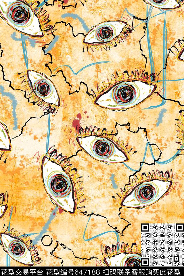 趣味涂鸦数码印花华亿平台下载（图片编号: 647188） - 瓦栏（Walan）