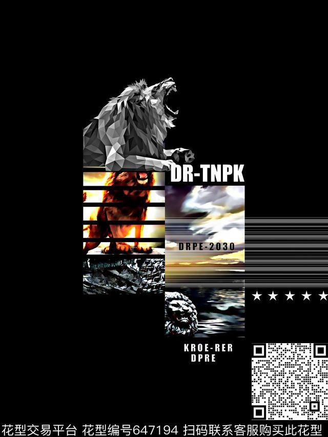 狮子风景男装T恤数码印花华亿平台下载（图片编号: 647194） - 瓦栏（Walan）