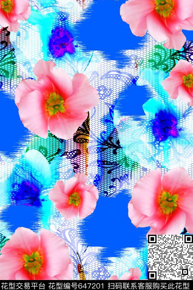 抽象手绘满版底纹最新高清数码水彩花卉时尚潮流大牌复古欧美风女装裙数码印花华亿平台下载（图片编号: 647201） - 瓦栏（Walan）