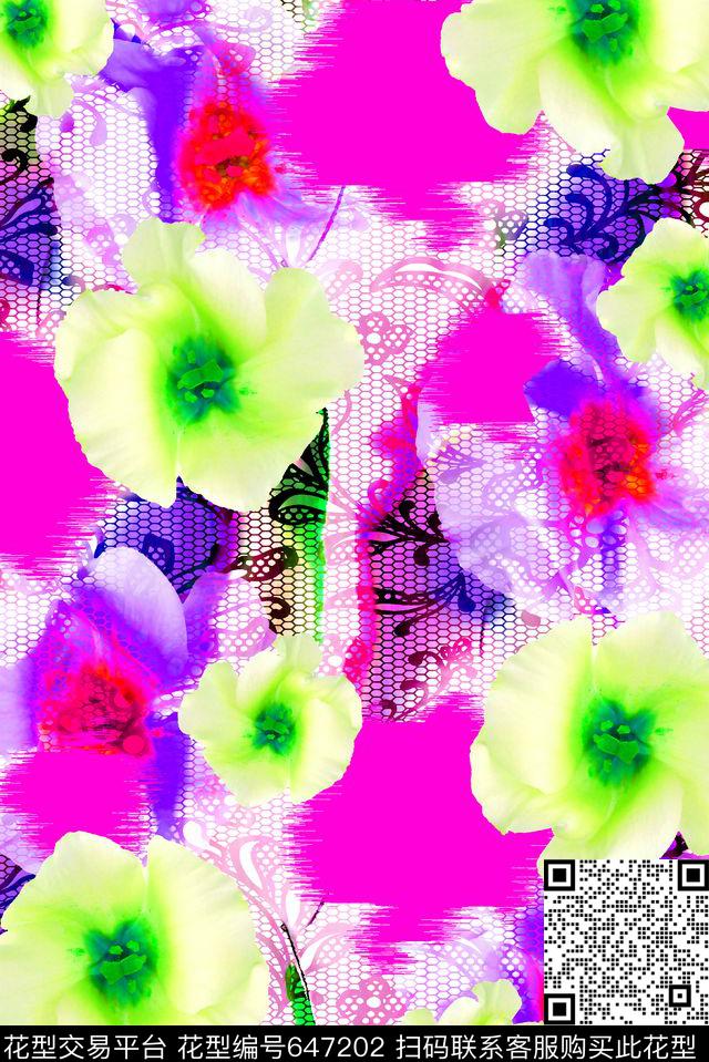 抽象手绘满版底纹最新高清数码水彩花卉时尚潮流大牌复古欧美风女装裙数码印花华亿平台下载（图片编号: 647202） - 瓦栏（Walan）