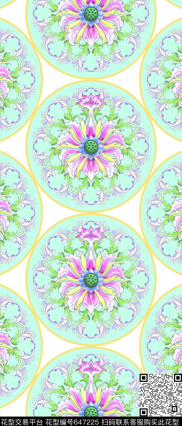 Chinesestylelotus数码印花华亿平台下载（图片编号: 647225） - 瓦栏（Walan）