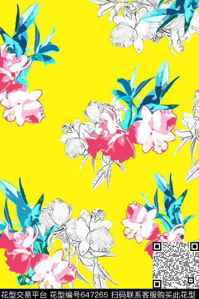 女装花卉复古数码印花华亿平台下载（图片编号: 647265） - 瓦栏（Walan）