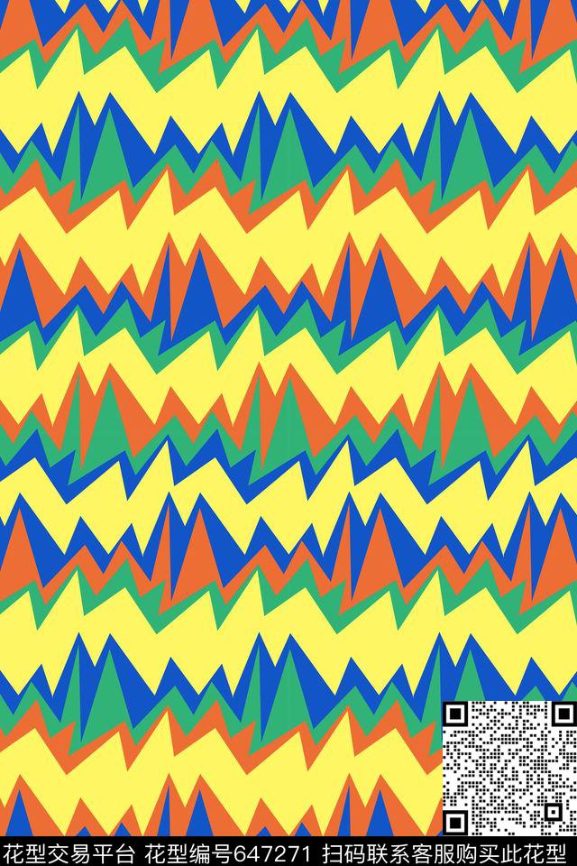 不规则几何抽象几何数码印花华亿平台下载（图片编号: 647271） - 瓦栏（Walan）