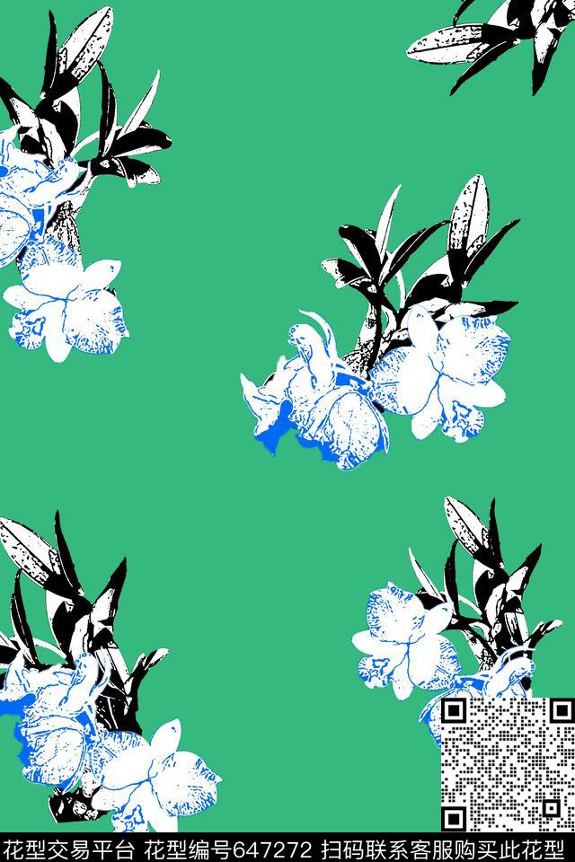简约花卉女装传统印花华亿平台下载（图片编号: 647272） - 瓦栏（Walan）