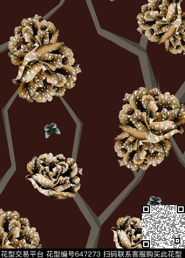 花卉女装暗黑数码印花华亿平台下载（图片编号: 647273） - 瓦栏（Walan）