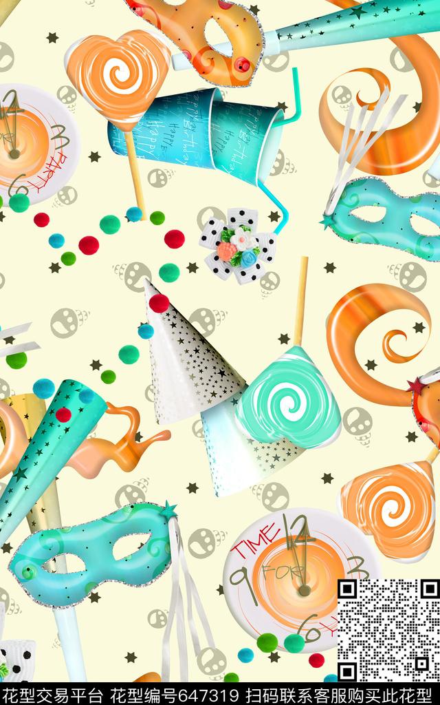 热带风棒棒糖眼睛数码印花华亿平台下载（图片编号: 647319） - 瓦栏（Walan）