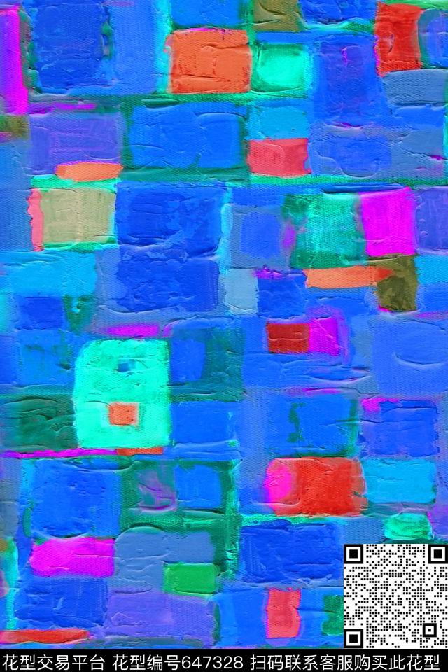 几何油画色块手绘色块数码印花华亿平台下载（图片编号: 647328） - 瓦栏（Walan）