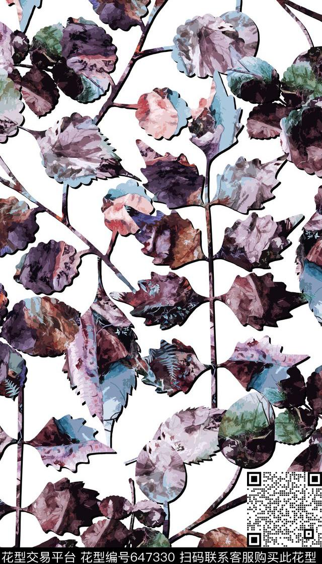 叶子、抽象底纹、木刻效果、抽象数码印花华亿平台下载（图片编号: 647330） - 瓦栏（Walan）