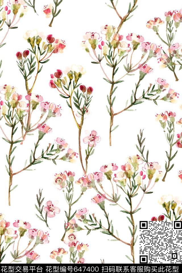 清爽纤瘦花卉数码印花华亿平台下载（图片编号: 647400） - 瓦栏（Walan）