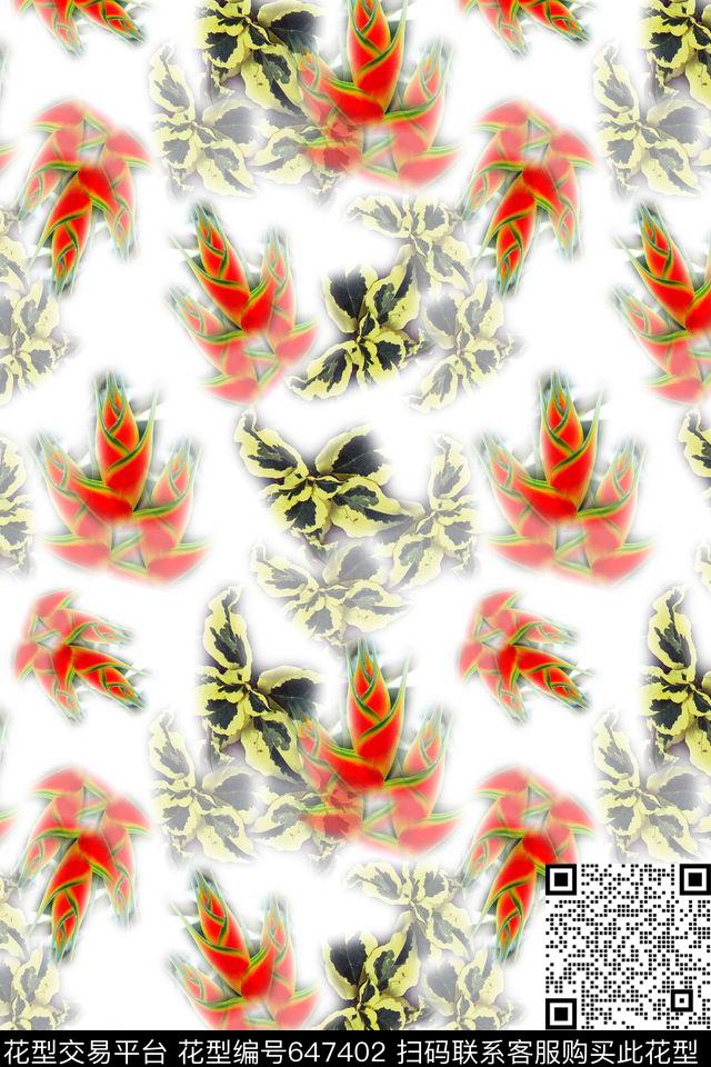 多色热带海滨度假热带植物数码印花华亿平台下载（图片编号: 647402） - 瓦栏（Walan）