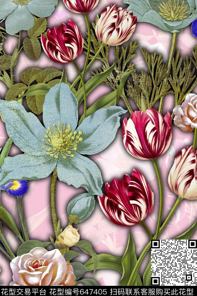女装花卉热带植物数码印花华亿平台下载（图片编号: 647405） - 瓦栏（Walan）