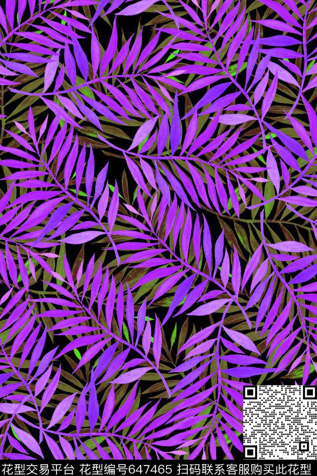 热带植物树叶数码印花华亿平台下载（图片编号: 647465） - 瓦栏（Walan）