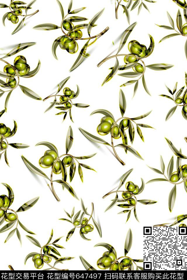 抽象叶子橄榄叶子数码印花华亿平台下载（图片编号: 647497） - 瓦栏（Walan）