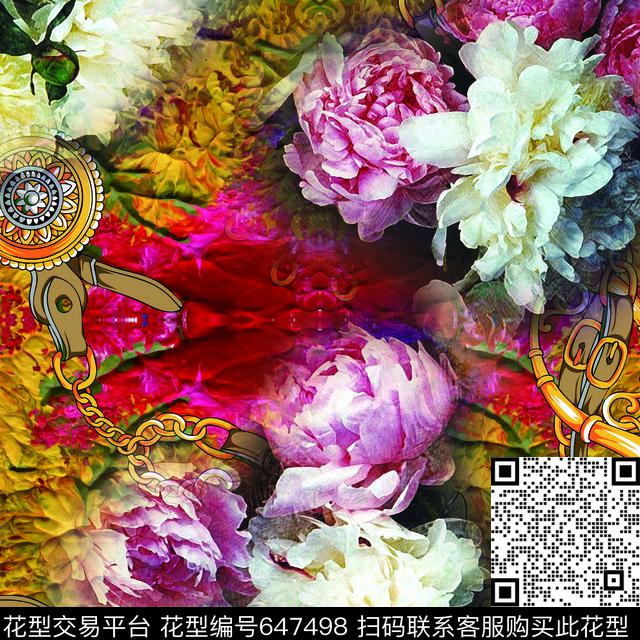 数码花朵花卉数码印花华亿平台下载（图片编号: 647498） - 瓦栏（Walan）