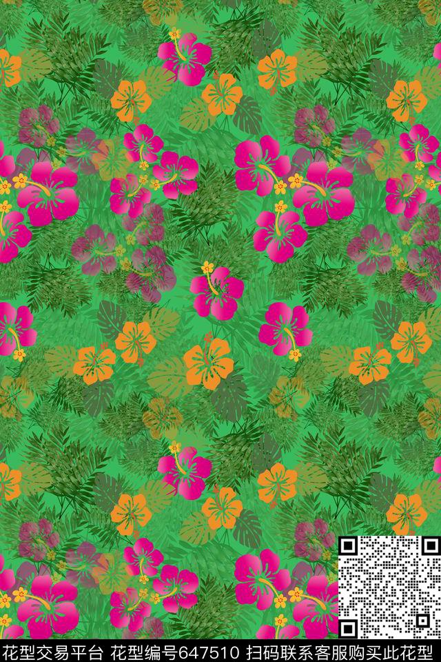 热带植物热带海滨度假棕榈叶数码印花华亿平台下载（图片编号: 647510） - 瓦栏（Walan）