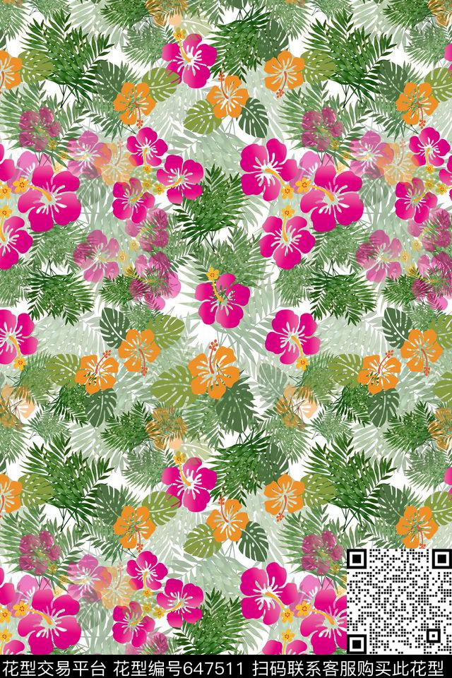 热带植物热带海滨度假棕榈叶数码印花华亿平台下载（图片编号: 647511） - 瓦栏（Walan）