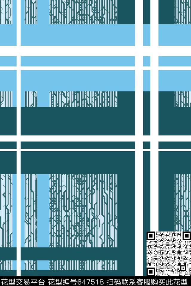 方格几何肌理传统印花华亿平台下载（图片编号: 647518） - 瓦栏（Walan）