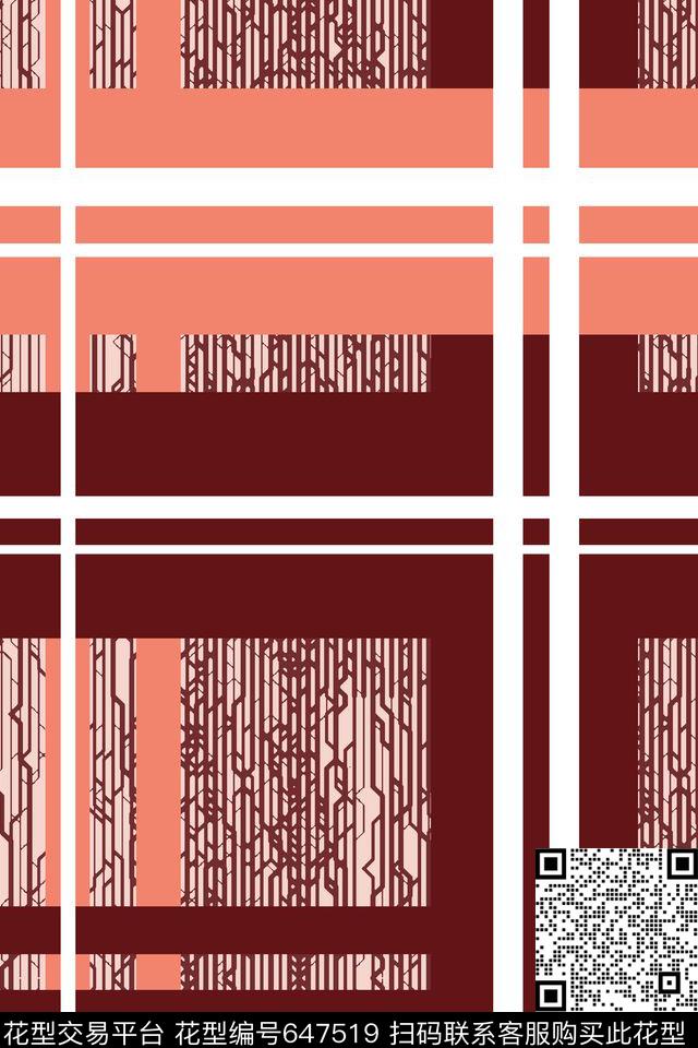 方格几何肌理传统印花华亿平台下载（图片编号: 647519） - 瓦栏（Walan）