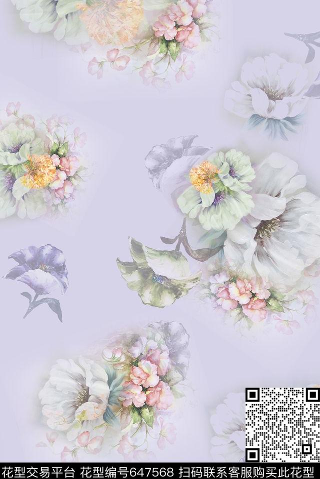 女装小碎花花朵数码印花华亿平台下载（图片编号: 647568） - 瓦栏（Walan）