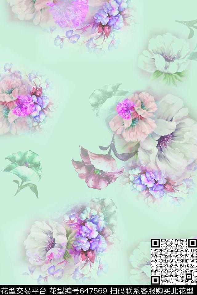 女装小碎花花朵数码印花华亿平台下载（图片编号: 647569） - 瓦栏（Walan）