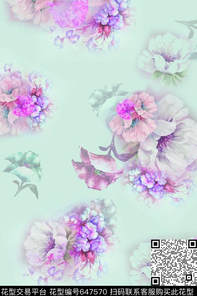 女装小碎花花朵数码印花华亿平台下载（图片编号: 647570） - 瓦栏（Walan）
