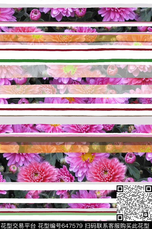 花朵花卉菊花数码印花华亿平台下载（图片编号: 647579） - 瓦栏（Walan）