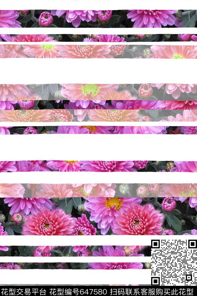 花朵花卉菊花数码印花华亿平台下载（图片编号: 647580） - 瓦栏（Walan）