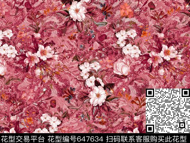 colorfullembroflower迪拜花卉数码印花华亿平台下载（图片编号: 647634） - 瓦栏（Walan）