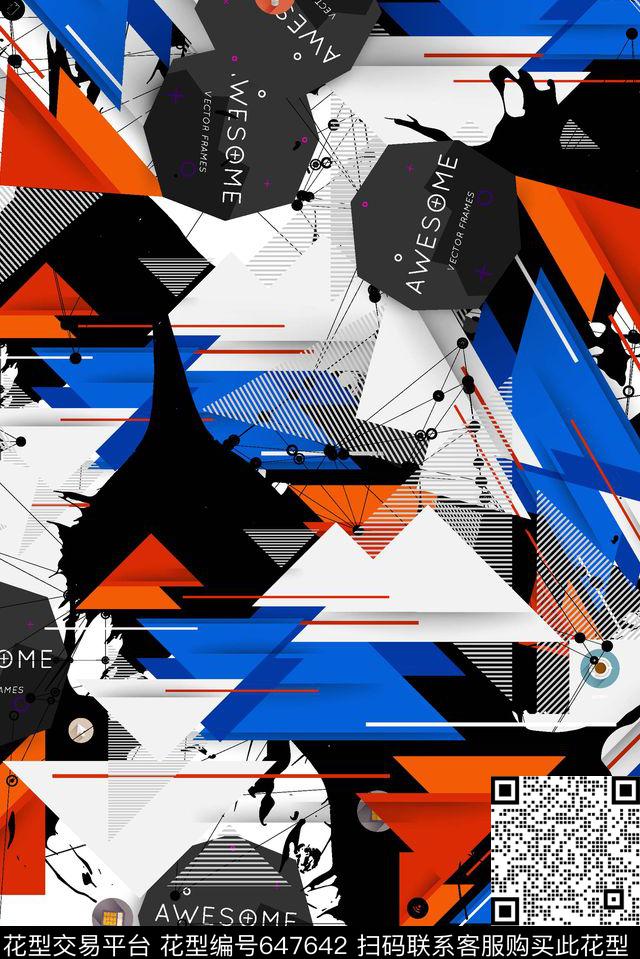 圆形三角形五角星数码印花华亿平台下载（图片编号: 647642） - 瓦栏（Walan）