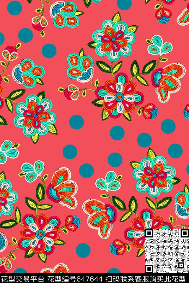 民族风花卉女装数码印花华亿平台下载（图片编号: 647644） - 瓦栏（Walan）
