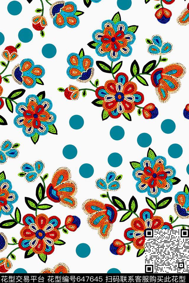 民族风花卉女装数码印花华亿平台下载（图片编号: 647645） - 瓦栏（Walan）