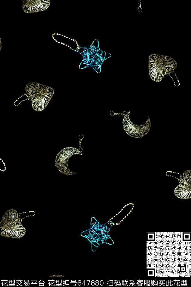 流行时尚几何挂坠数码印花华亿平台下载（图片编号: 647680） - 瓦栏（Walan）