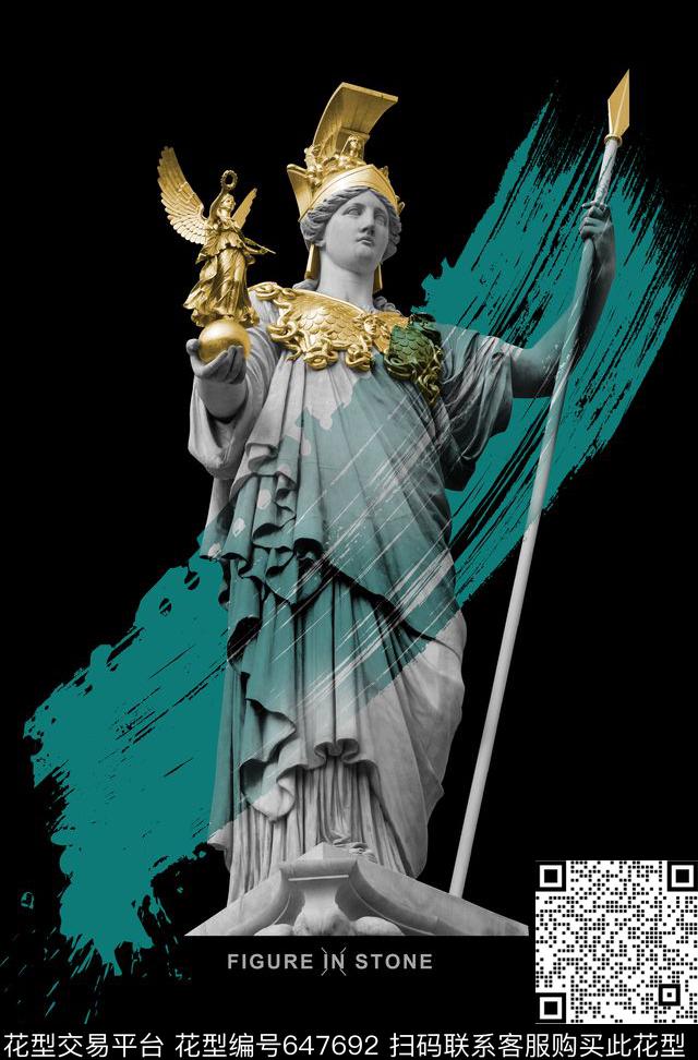 男装定位图案笔刷痕美女石膏像传统印花华亿平台下载（图片编号: 647692） - 瓦栏（Walan）