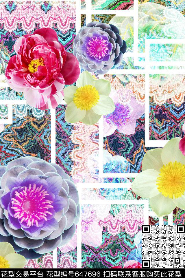 女装花卉几何数码印花华亿平台下载（图片编号: 647696） - 瓦栏（Walan）
