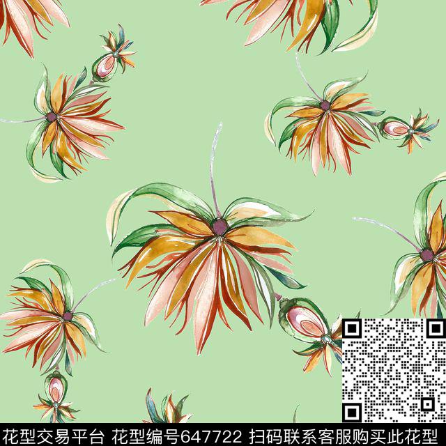 手绘五彩复古数码印花华亿平台下载（图片编号: 647722） - 瓦栏（Walan）