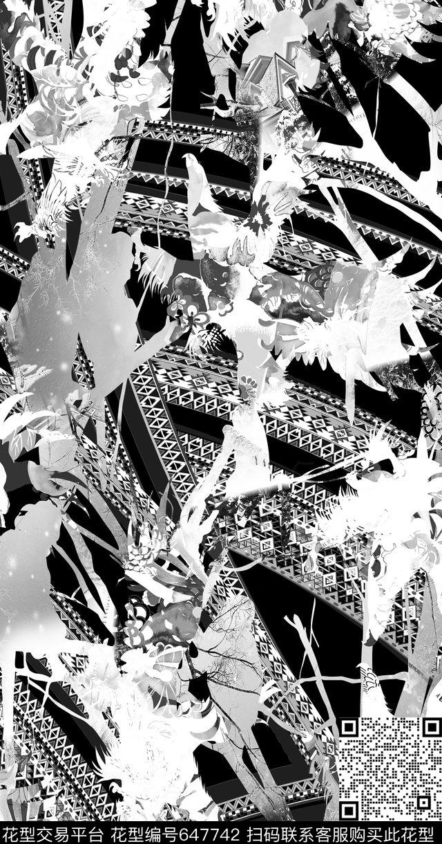 几何抽象男装数码印花华亿平台下载（图片编号: 647742） - 瓦栏（Walan）