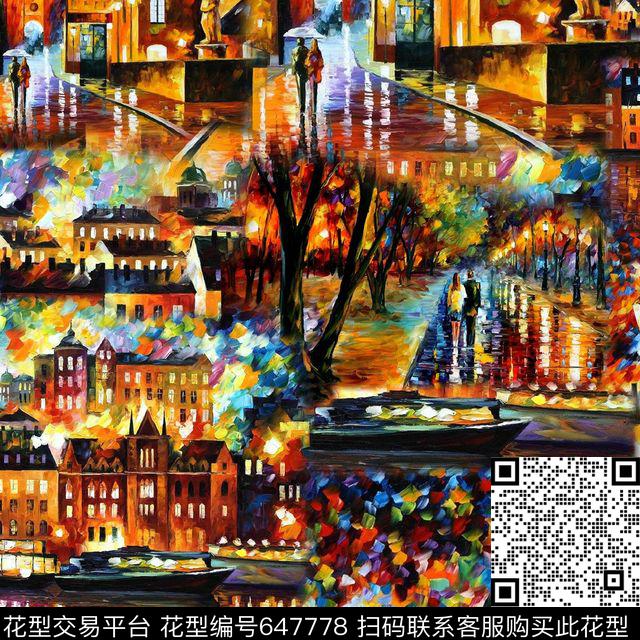 此华亿平台为1/2跳接树林建筑数码印花华亿平台下载（图片编号: 647778） - 瓦栏（Walan）