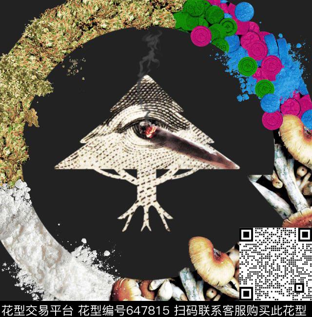 树蘑菇眼睛数码印花华亿平台下载（图片编号: 647815） - 瓦栏（Walan）