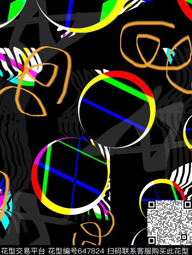 休闲服装圆形数码印花华亿平台下载（图片编号: 647824） - 瓦栏（Walan）