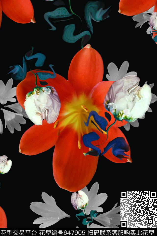 乱花花瓣花朵数码印花华亿平台下载（图片编号: 647905） - 瓦栏（Walan）